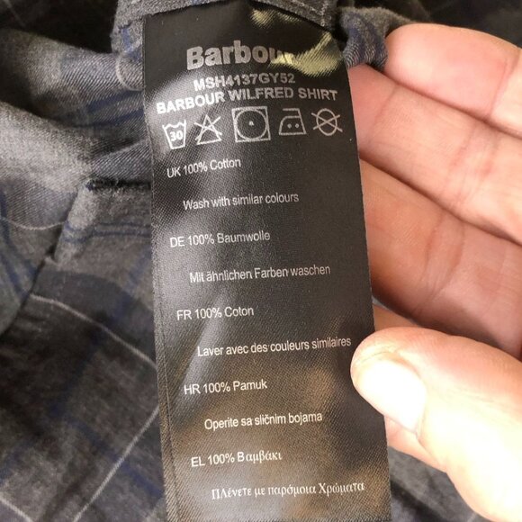 Barbour Mens Wilfred Shirt Large Checkered Tailored Fit Button-Down Long Sleeve - Picture 8 of 14